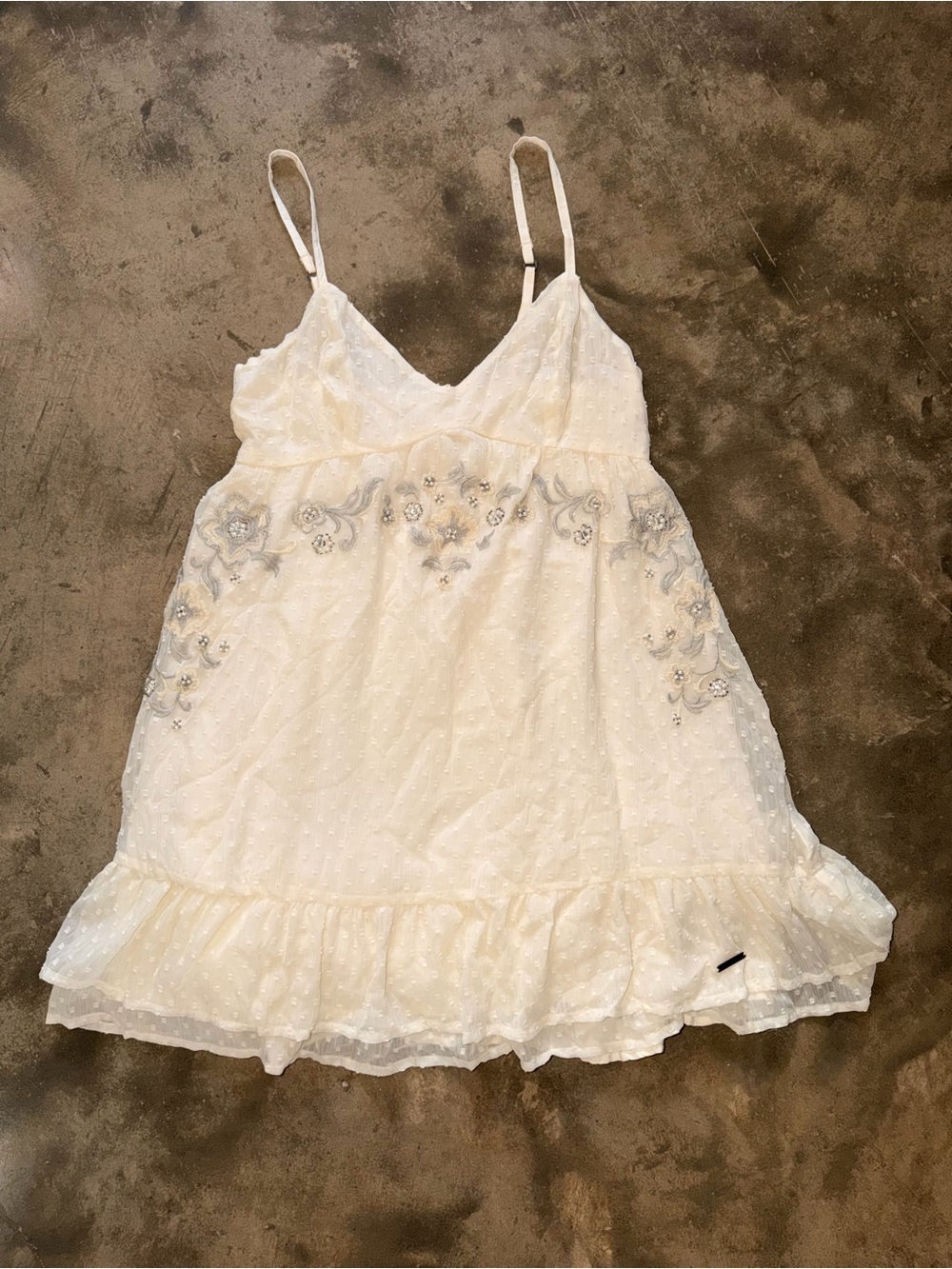 Abercrombie & Fitch Swiss Dot Embroidered Babydoll Mini Dress XS